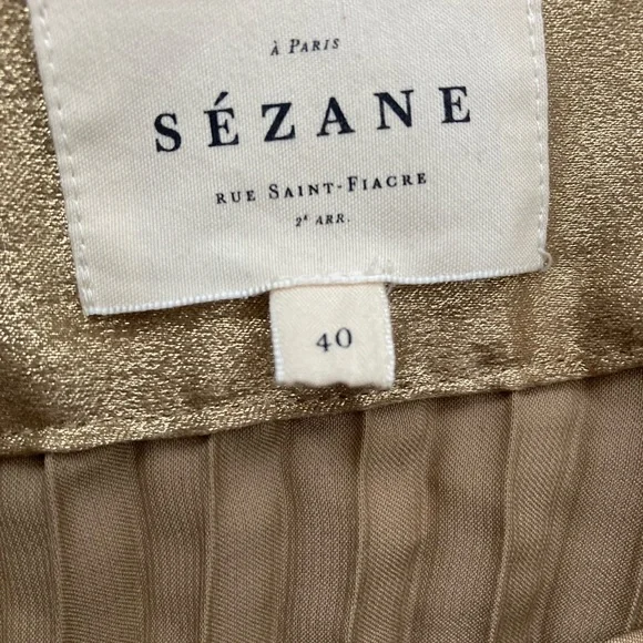 Sezane Dune Pleated Skirt in Gold - Picture 3 of 5